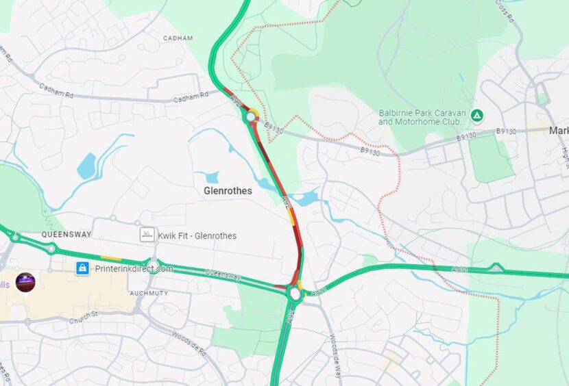 Congestion on the A92 in Glenrothes. 