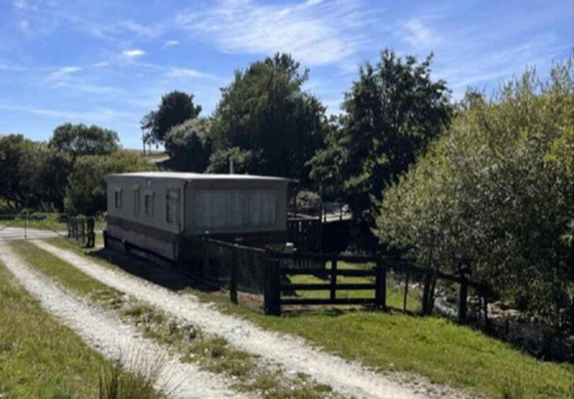 Static caravan at Afflochie Farm, north of Forfar.