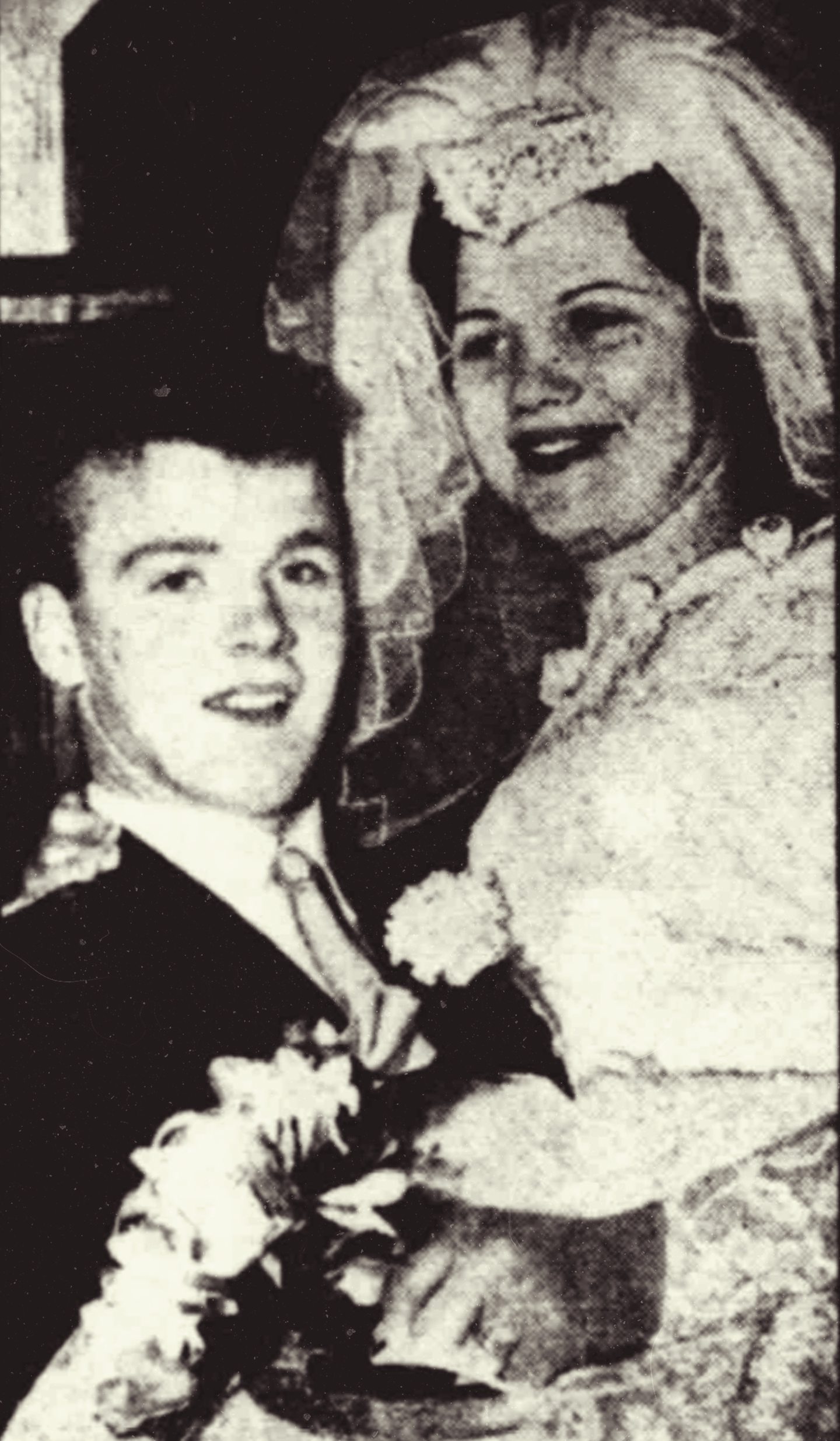 Bremner and Vicky in their wedding outfits as they get married in Stirling in 1962.