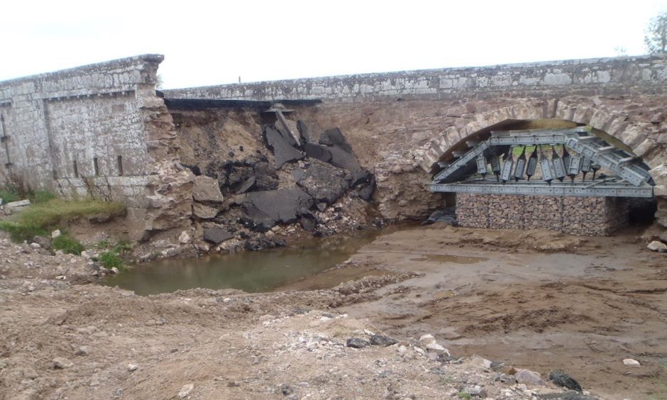 Bridge of Dun repair following Storm Babet.