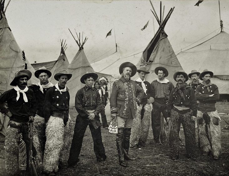 Buffalo Bill and some of his Rough Riders at Magdalen Green in Dundee in 1904. 