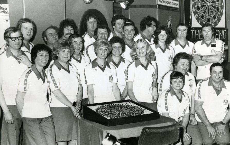 The England team pose for a picture at the Mecca Playhouse in February 1980. 