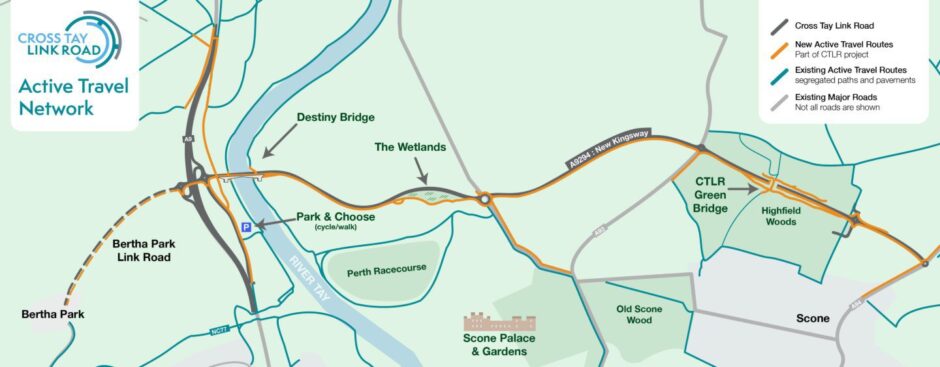 Map showing new route with new and existing paths in locality