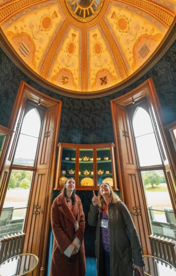 Charlie and Shona Hawes gaze up at the ceiling.