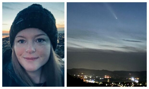 Charlotte Smith at Dundee Law, where she captured the Comet A3, also known as Tsuchinshan-ATLAS.