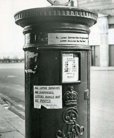 A post box in Dundee following the postal service strike. 