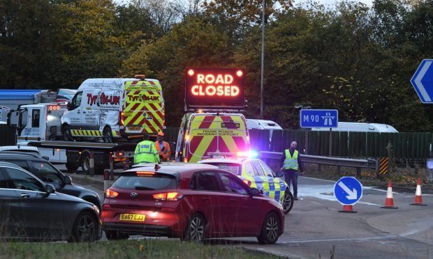 Emergency services were called to the crash at Broxden Roundabout. Image: Stuart Cowper