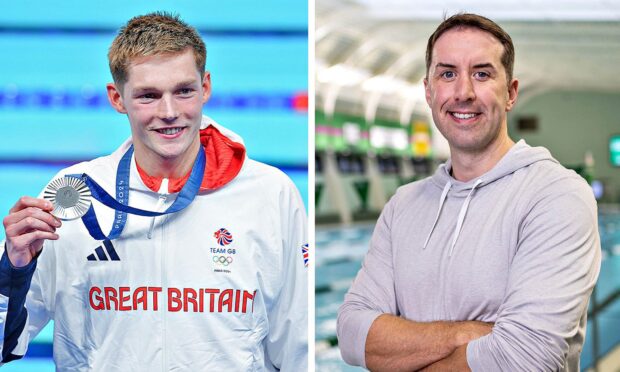 Duncan Scott (left) became Scotland's most-decorated Olympian this year - and he's just one of many success stories to come out of Stirling's high-performance swimming programme, led by Steve Tigg (right). Images: Image: Peter Byrne/PA Wire and James Speakman/PA Media Assignments