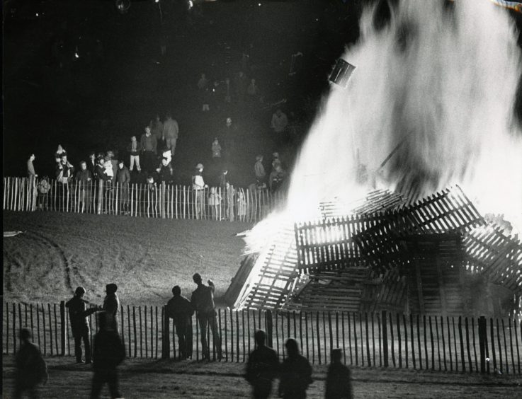 a towering Bonfire in Dundee at Lochee Park