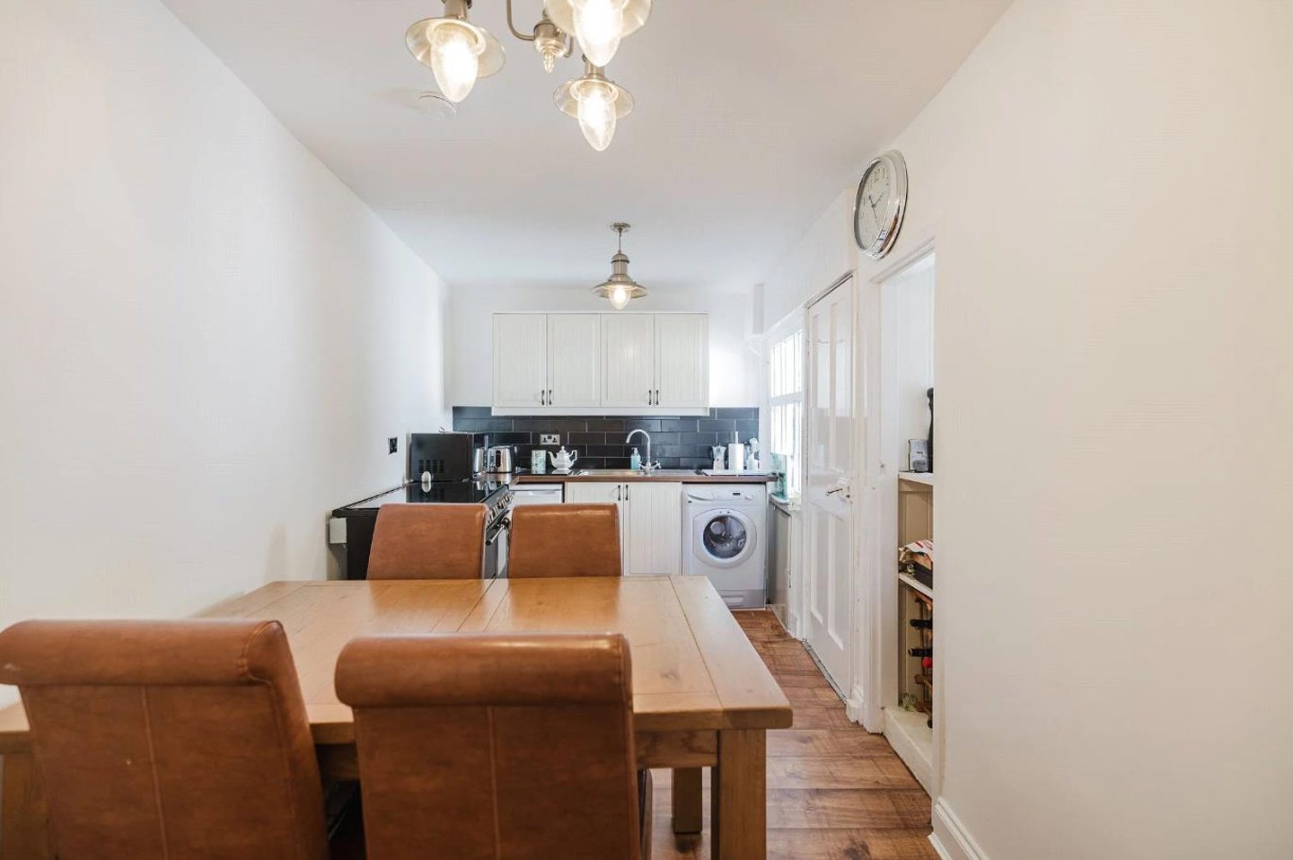 The kitchen and dining room.