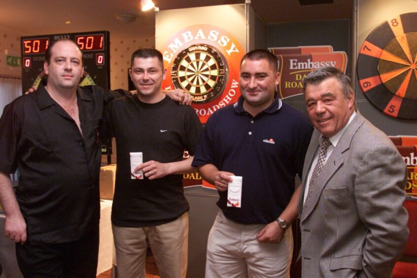 Hankey and Green with challengers Gordon Burns and Stephen Clark.