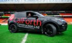 The CalForth truck at the Calforth Construction Arena at Tannadice Park. Image: CalForth Construction