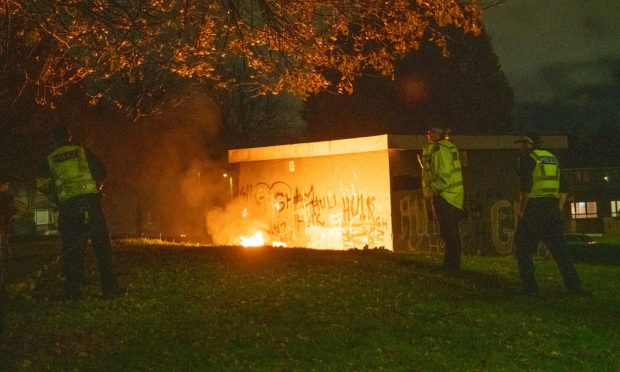 A fire was started next to a shelter at Beauly Square in Kirkton. Image: Kim Cessford/DC Thomson