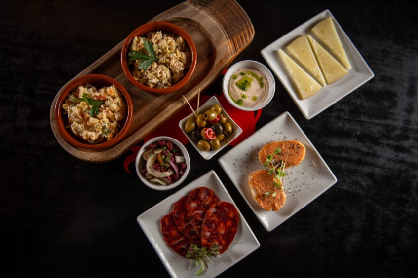 A selection of cold tapas Sol Y Sombra.