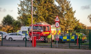 Police and firefighters at Webster's High School. Image: Kim Cessford/DC Thomson