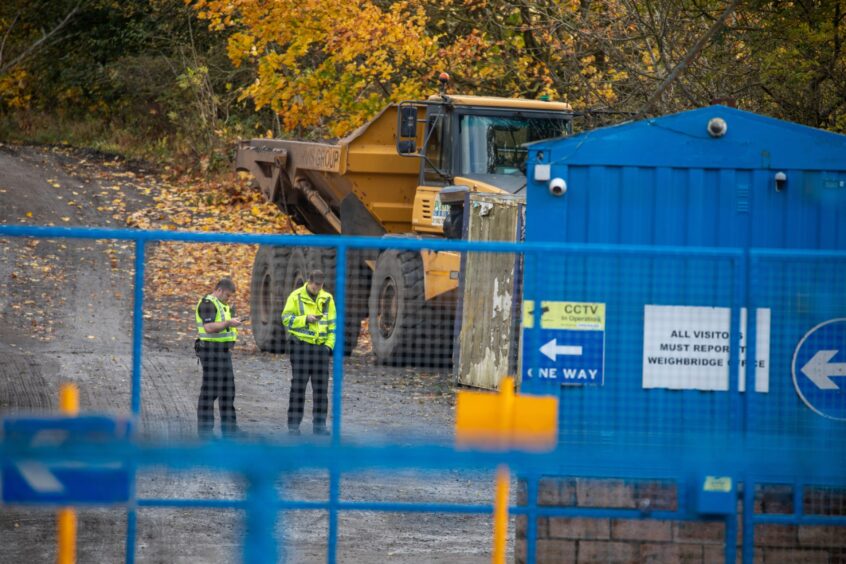 Officers at Langside Quarry following the incident.