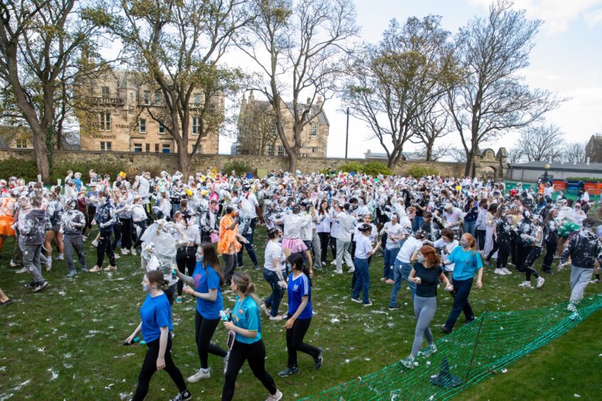 Raisin Monday foam fight at the University of St Andrews