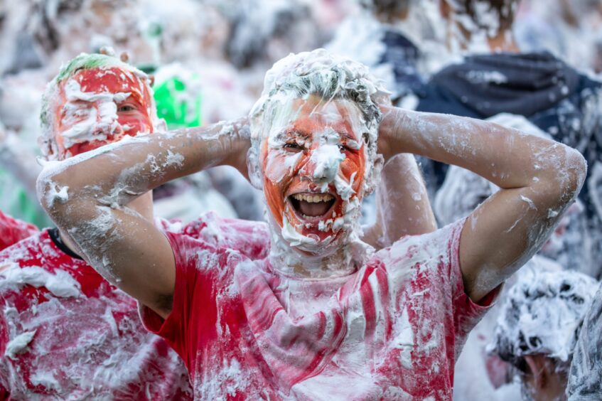 Raisin Monday foam fight at the University of St Andrews