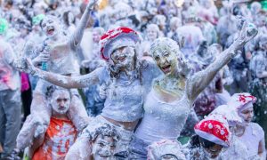 St Andrews University students celebrating Raisin Monday 2024. Image: Kenny Smith/DC Thomson