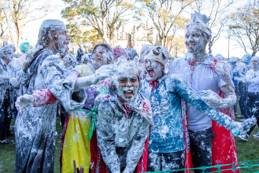 Raisin Monday foam fight at the University of St Andrews