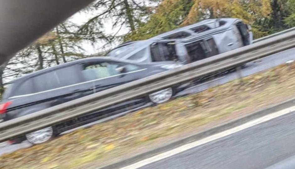 The BMW ended up facing the wrong way on the motorway.