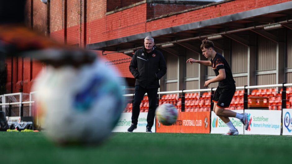 Dundee United's Scott Allison gets to work at Foundation Park