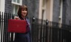 Chancellor Rachel Reeves leaves 11 Downing Street with her ministerial red box before delivering her first Budget. Image: Jordan Pettitt/PA Wire