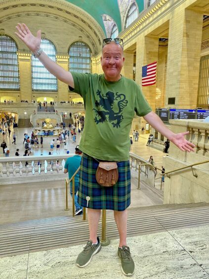 Paul Riley, who played Winston in Still Game, in Grand Central Station, New York. 