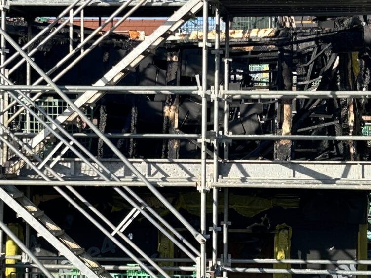 The charred remains of the timber-framed property.