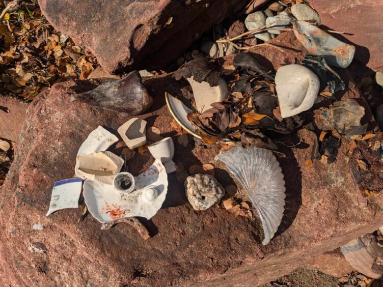 Items unearthed by Storm Babet near Pirner's Bridge. Image: Gayle Ritchie. 