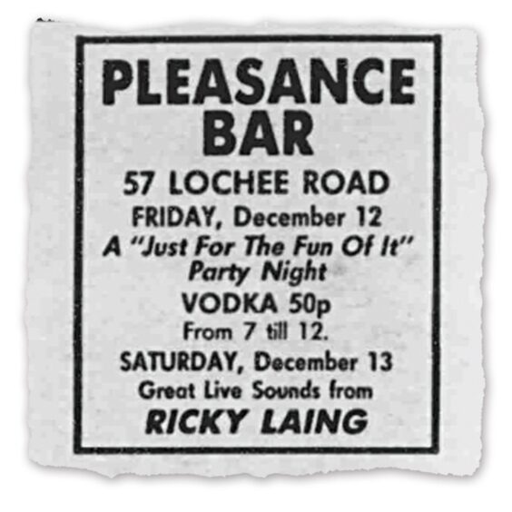 a newspaper advert for the Pleasance Bar in Dundee 