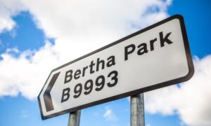 Road sign pointing to Bertha Park