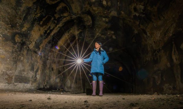 Gayle explores the creepy Glenfarg railway tunnels. Image: Steve MacDougall/DC Thomson.