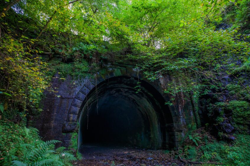 The foreboding mouth of the south railway tunnel near Glenfarg.