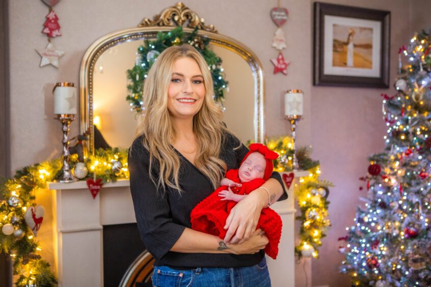 Rachael from Kirkcaldy with baby Daisy last Christmas.