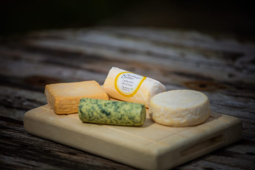 Cheese board with selection of Strathearn cheeses