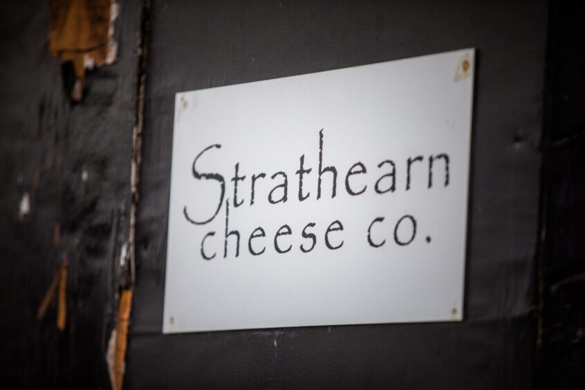 Strathearn Cheese nameplate on door of business premises