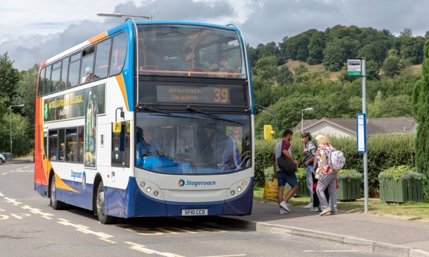 Stagecoach Number 39 arrives in St Madoes.