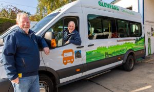 Drew Smart and Douglas Fraser with a bus from the Glenfarg Community Transport's fleet. Image: Steve Brown/DC Thomson.