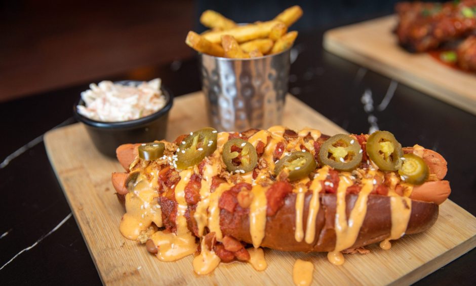 Vegan chilli cheese dog at Jock's Grill House in Kirkcaldy.