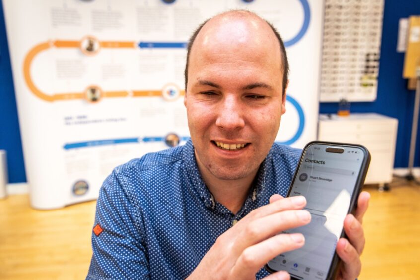 Stuart Beveridge uses an iPhone for its accessibility functions and ease of use.