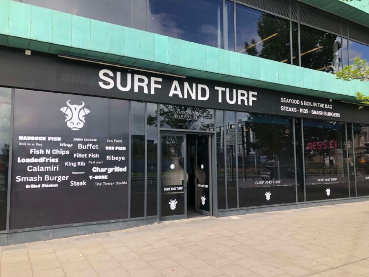 The exterior of Dundee's Surf and Turf restaurant.