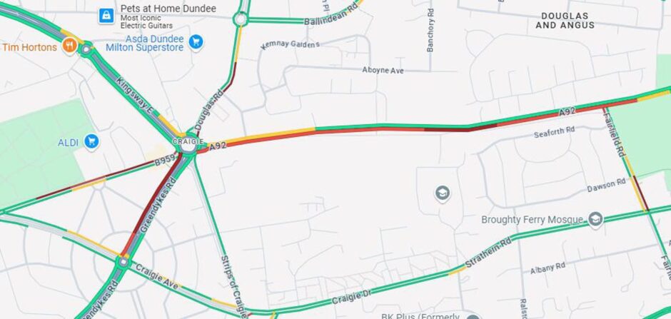 Traffic data on Thursday afternoon. 