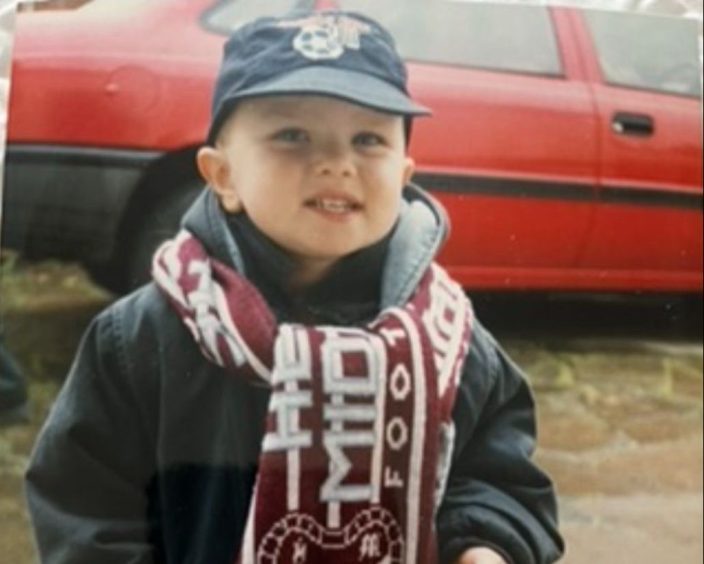 Raith Rovers midfielder Ross Matthews as a young Hearts supporter.