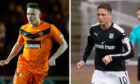 Scott Allan in action for Dundee United as a youngster and Dundee, later in his career. Images: SNS