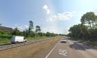 The A90 was closed near Inchture. Image: Google Street View