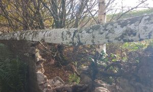 collapsed wall at Clatto County Park