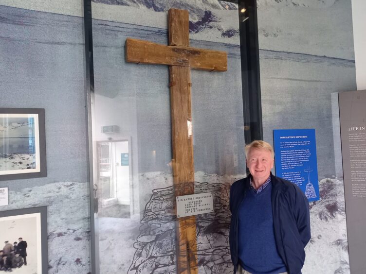 Dundee Heritage Trust chairman David Henry next to the Hope Cross at Discovery Point.