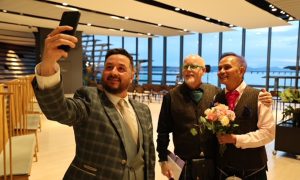 Ian Murdo Macleod and Tommy Kluethong were the first couple to get married at V&A Dundee. Image: Supplied.