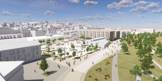 Part of the Forthside masterplan, Forthside Square is intended to be a dynamic outdoor public space for all. Image: Stirling Council and Stallan-Brand